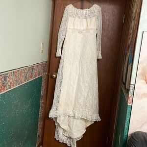 Vintage 60s lace wedding gown with train